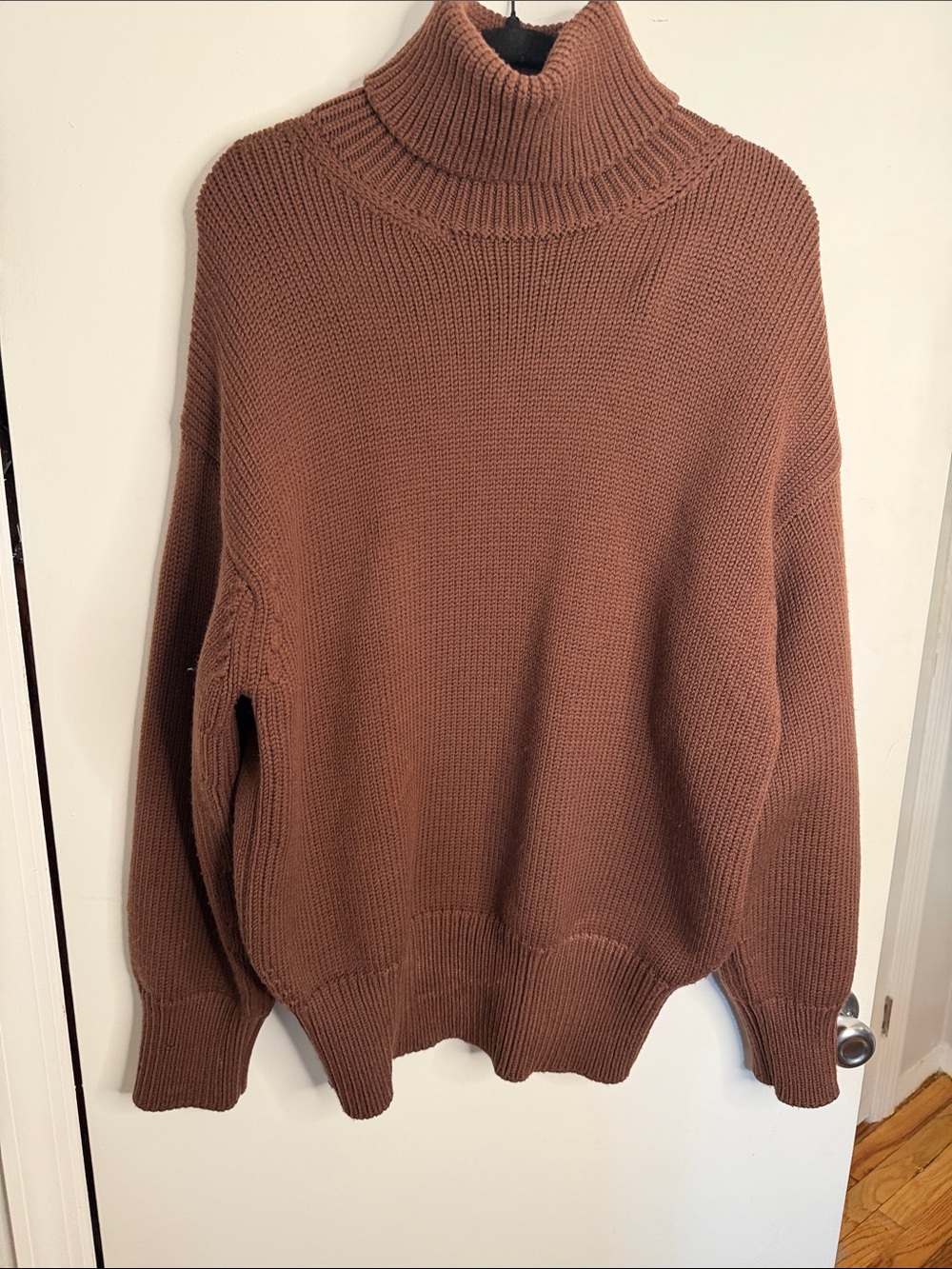 The Row Chunky Ribbed Knit Sweater in Chocolate Brown